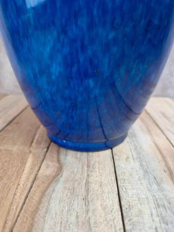 Grand vase Paul Milet Sèvres bleu flammé Art Déco céramique française 30 cm