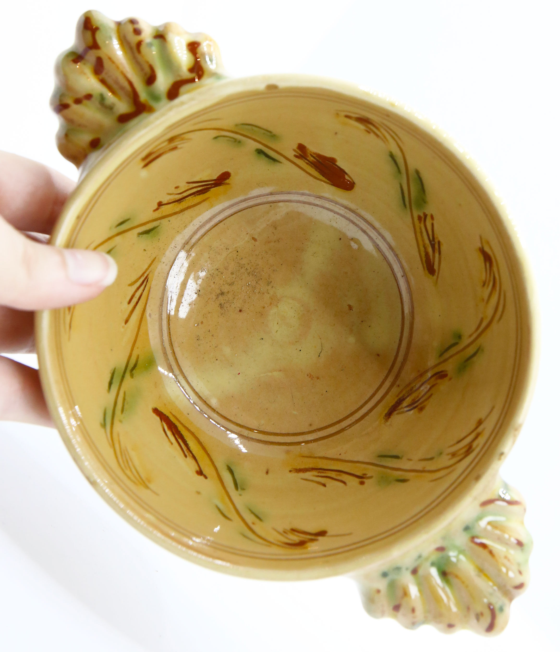 Provencal bowl in yellow ceramic and scrolls