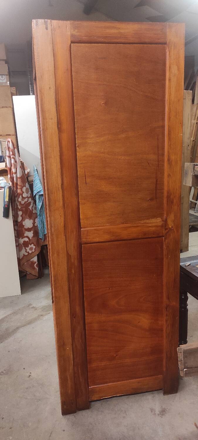 Parisian wardrobe vintags sliding doors in old pitch pine 193x115.5 cm