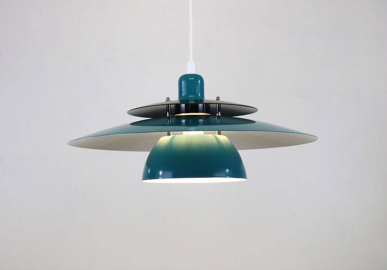 Blue-black lacquered ceiling lamp Denmark 1980
