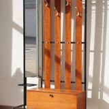 Vestiaire d’entrée vintage – Meuble à patères, miroir et rangements