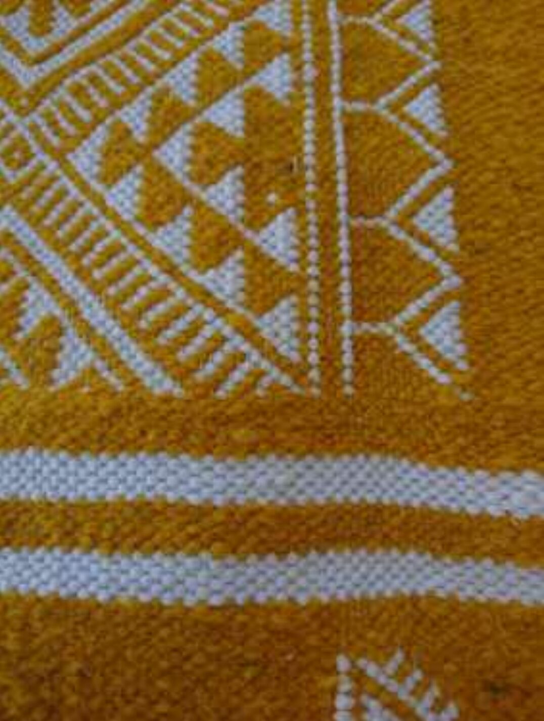 Kilim yellow and white handmade carpet , 60x105cm