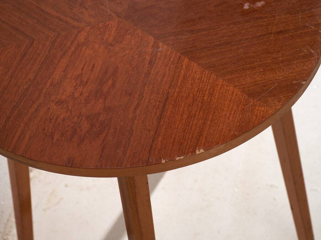 Vintage round side table in teak – Central Europe, circa 1960