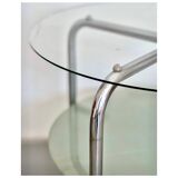 Table d’appoint en métal chrome et verre