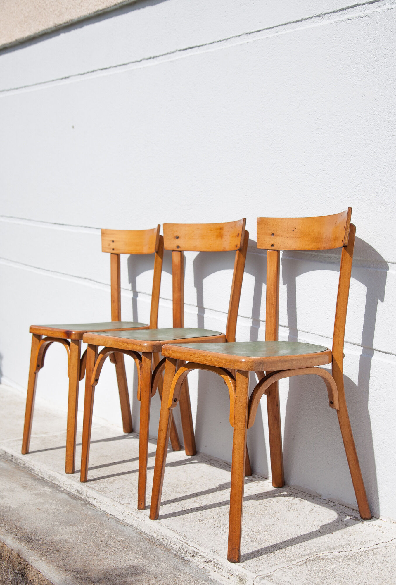 Set of 3 baumann stamped bistro chairs