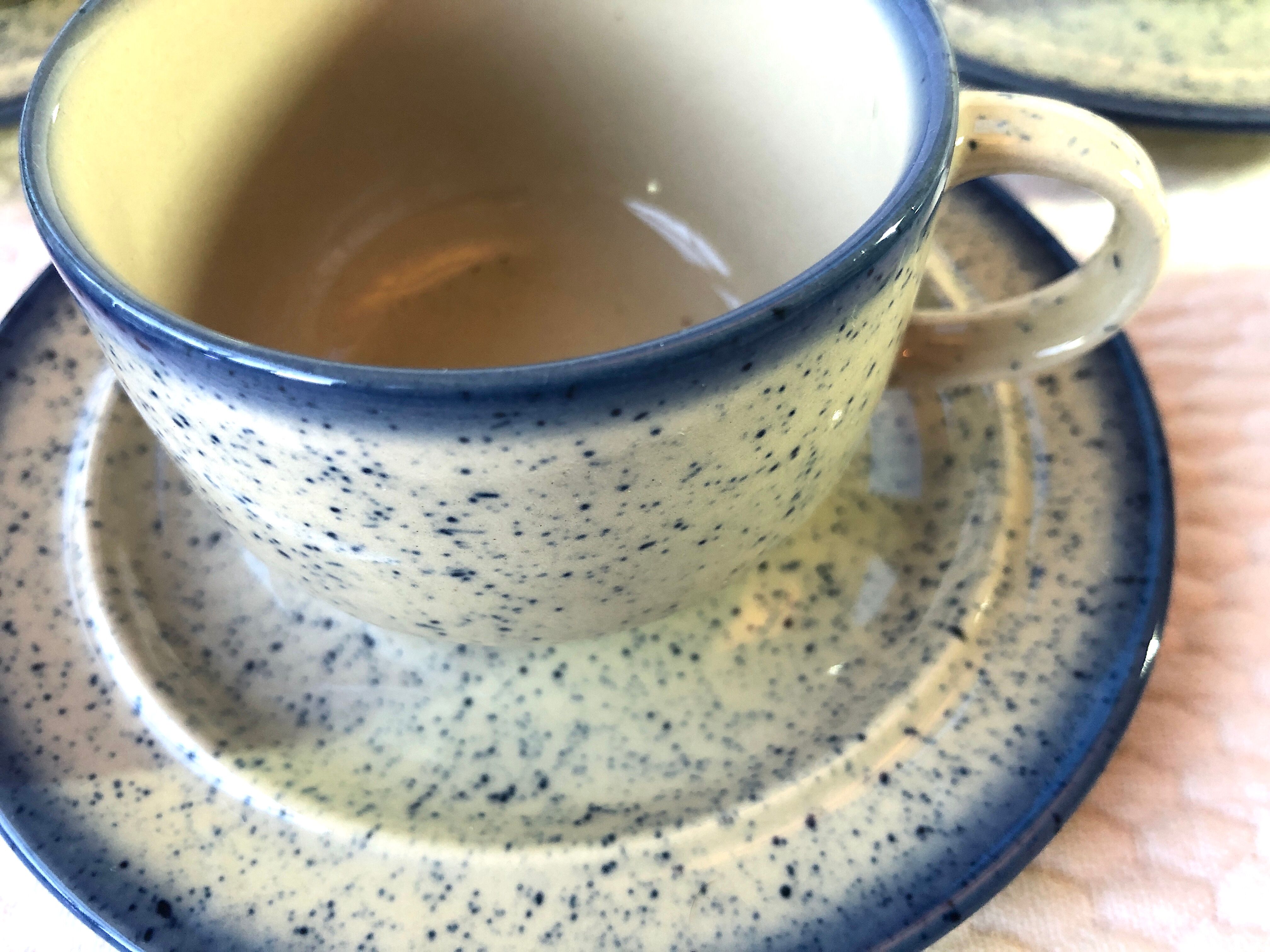 Blue glazed ceramic coffee cups