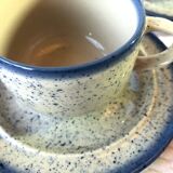 Blue glazed ceramic coffee cups