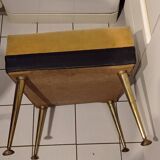 ancien repose pied/ pouf 4 pieds  compas laiton années 60