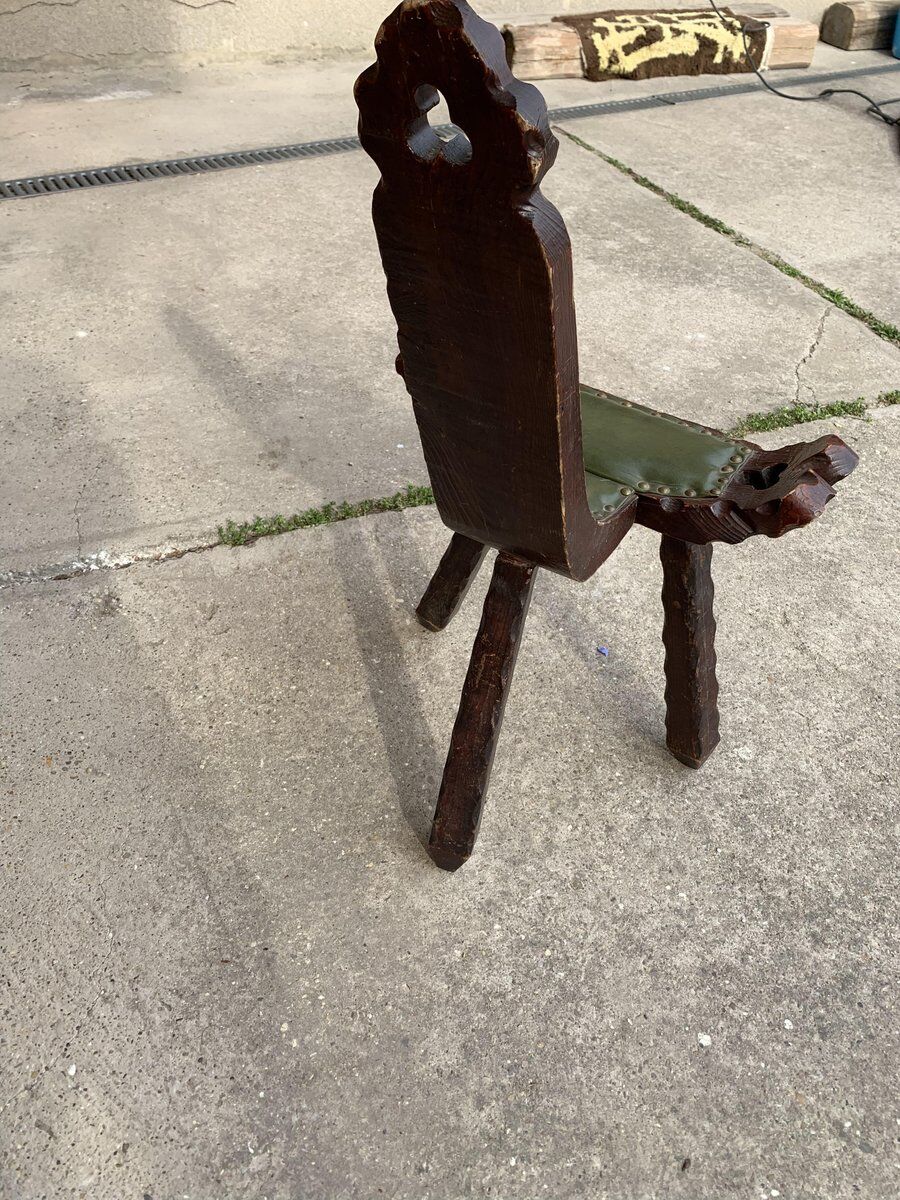 Spanish brutalist chair in wood, 1960s