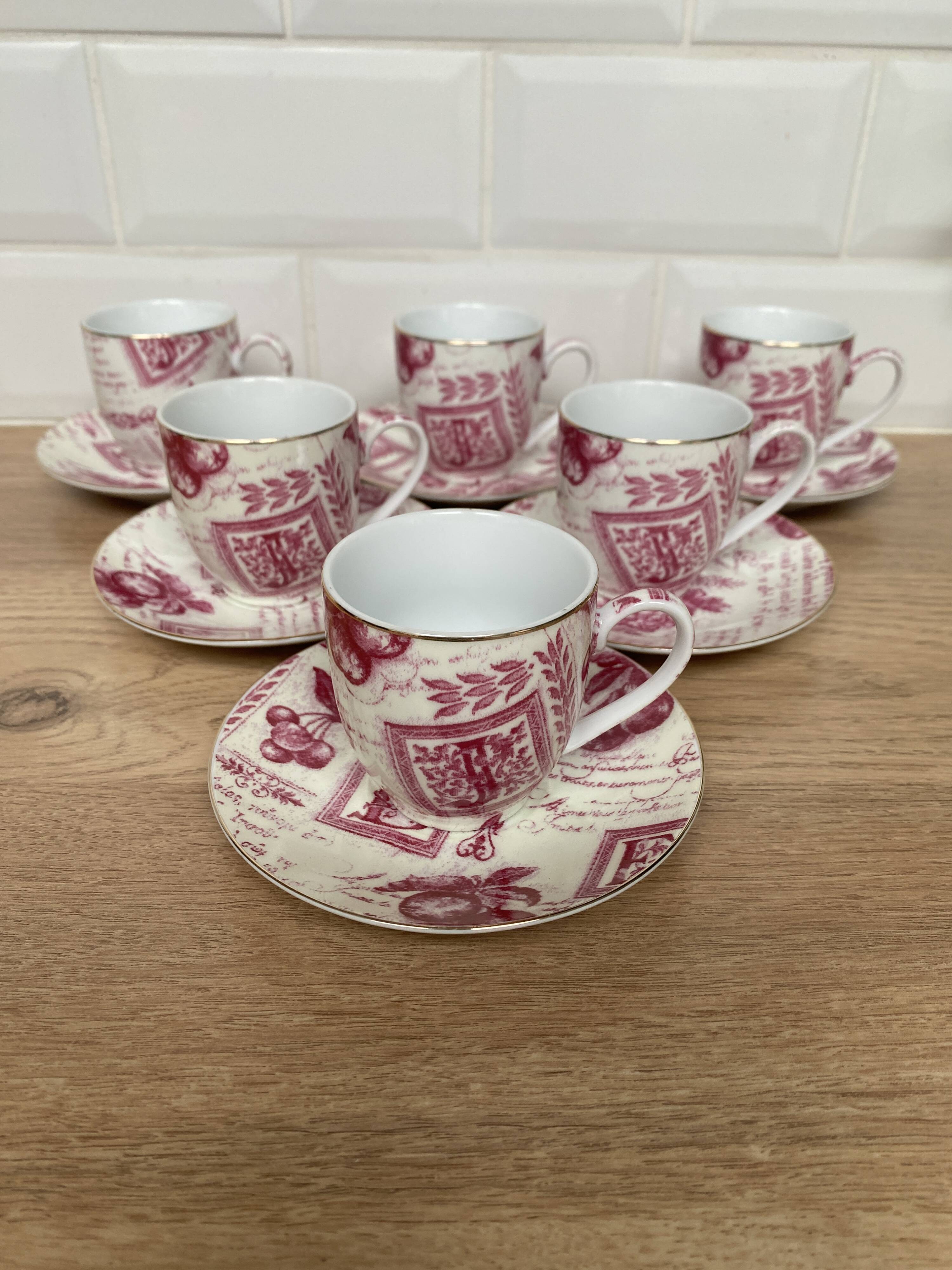 Set of 6 Country Corner coffee cups