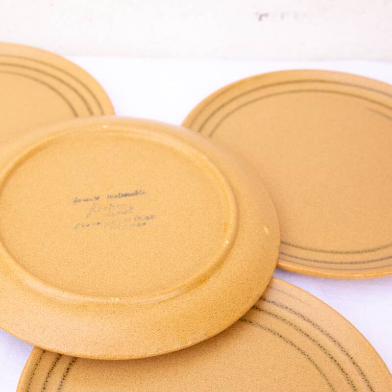9 assiettes à dessert grès sarreguemines atelier d'art lorraines