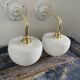 Set of two electrified white opaline wall lamps to nine