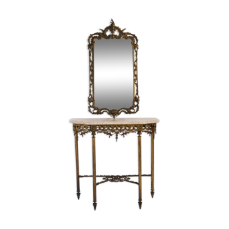 Console et son miroir en bronze doré