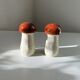 Mushroom-shaped ceramic salt and pepper shakers