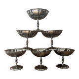 Vintage set of 6 finely engraved stainless steel bowls.