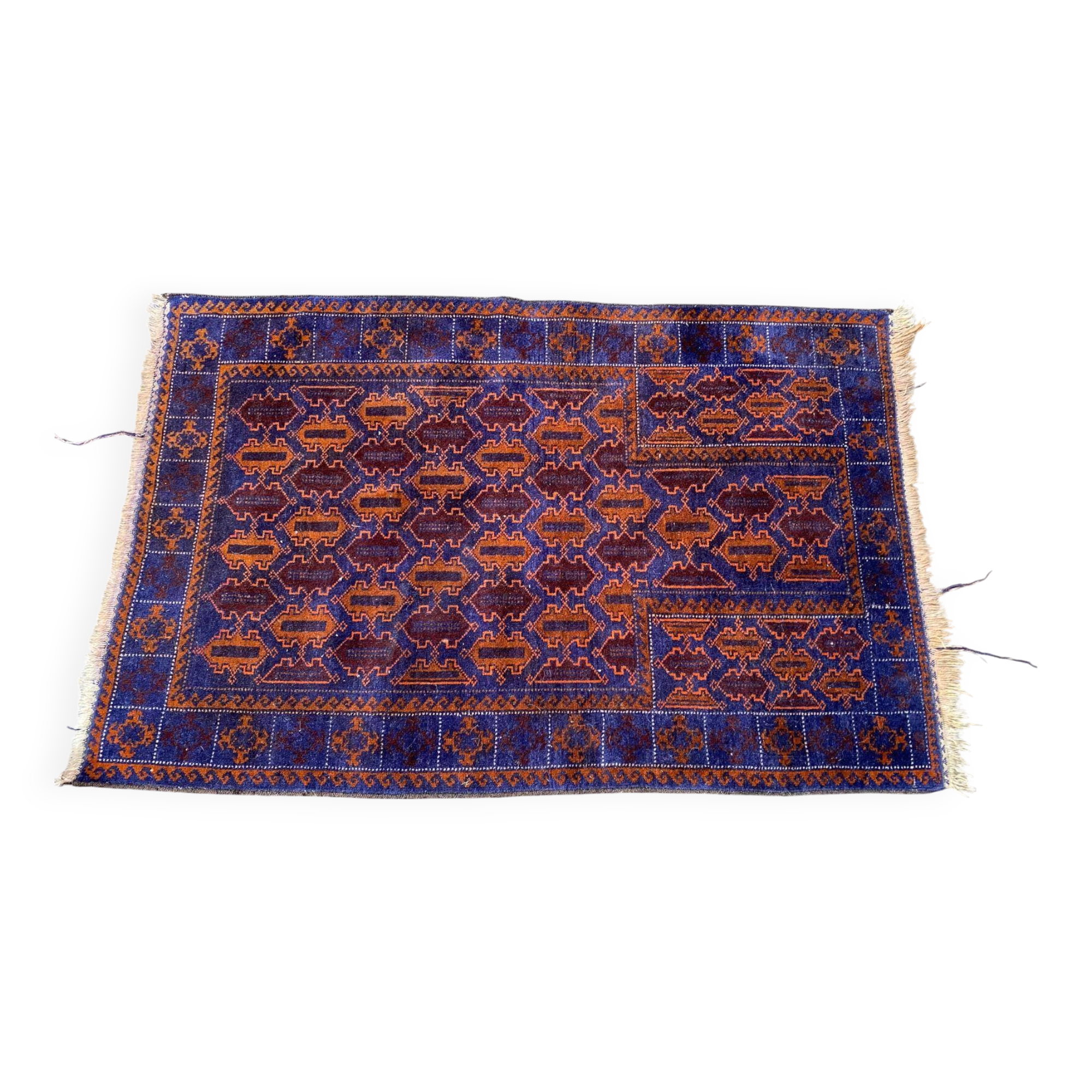 Persian wool rug in burgundy blue 130x85