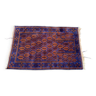 Persian wool rug in burgundy blue 130x85