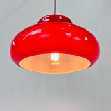 Vintage red glass pendant lamp, 1960s