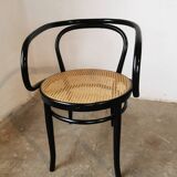 Curved wood and cane armchair called "Le Corbusier"