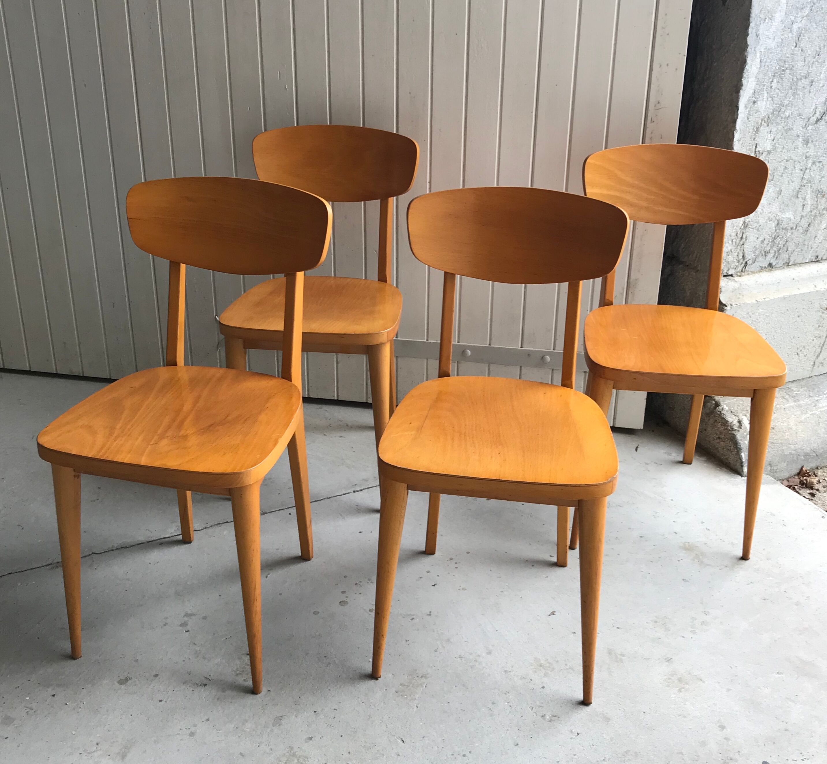 Set of four bistro chairs stamped Luterma