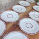 Art Deco dessert plates in pink Limoges porcelain