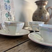 Iridescent vintage coffee service Digoin Sarreguemines