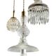 Suspension cascade triple Holophanes and vintage pendants