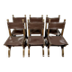 Set of 6 Renaissance style chairs in solid wood and leather, 19th century, circa 1850