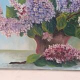 Painting bouquet of flowers, still life, signed Louis Andrey, oil on canvas, mid-twentieth