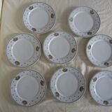 8 plates dessert porcelain Guy Degrenne decoration Basket fruit flowers