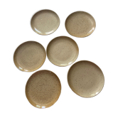 Series of 6 flat plates in vintage stoneware
