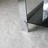 Coffee table steel and smoked glass, France, circa 1970
