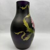 Art Nouveau vase in purple enamelled glass with poppy decoration, Poschinger circa 1900