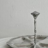 Round compartmented dish in polished stainless steel