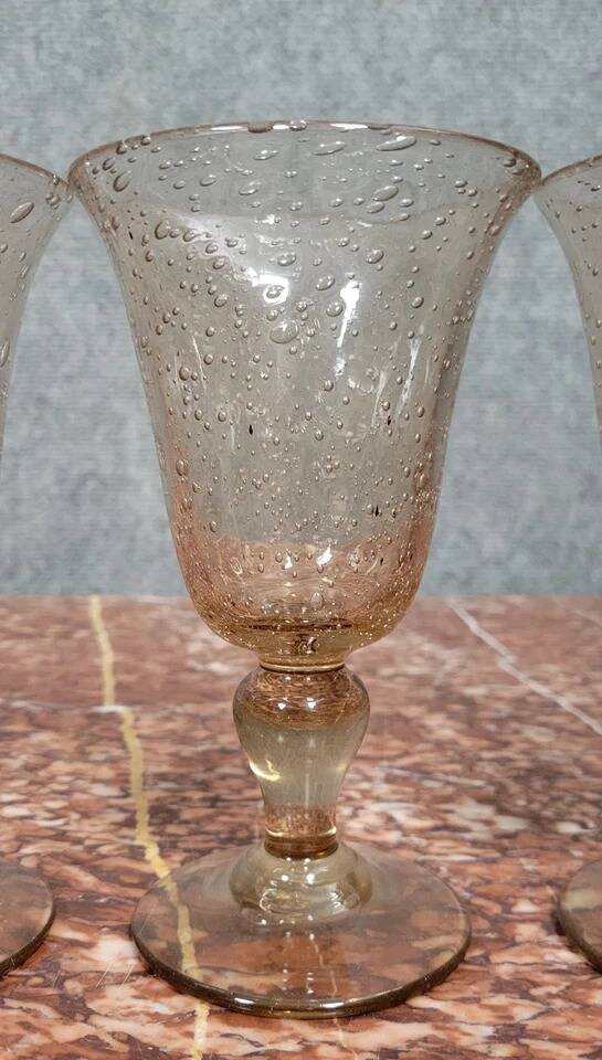 Biot: set of 10 vintage bubble glass glasses circa 1950-1970