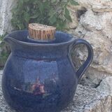 Pitcher, carafe, refreshing jug, ice cube jug, in blue glazed stoneware