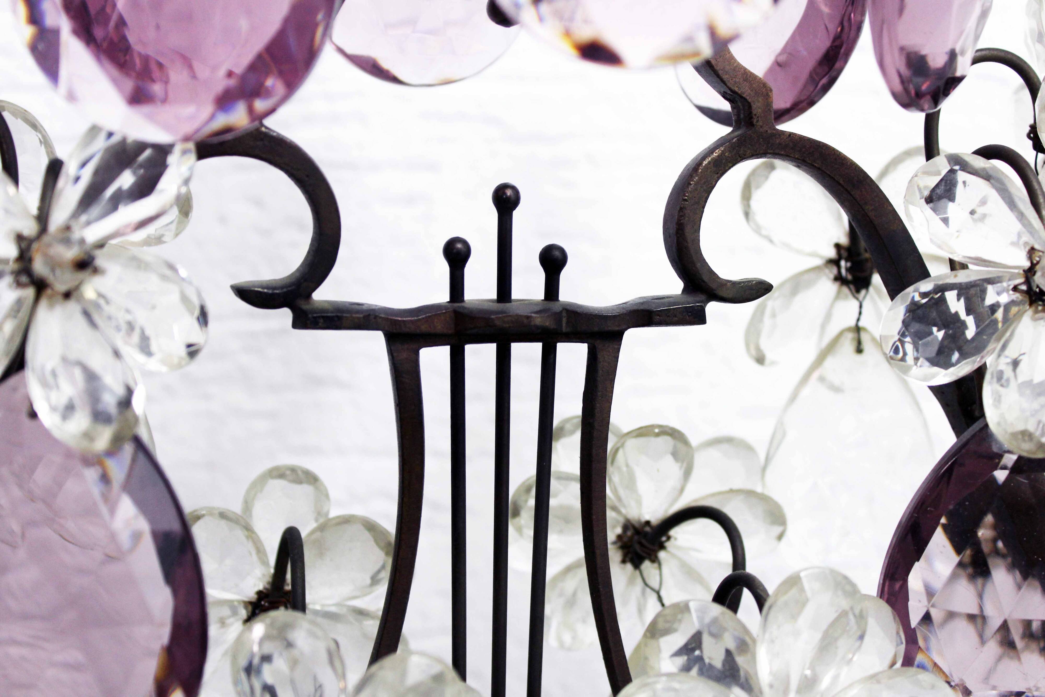Girandole lamp in crystal and iron