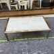 Brass and travertine coffee table