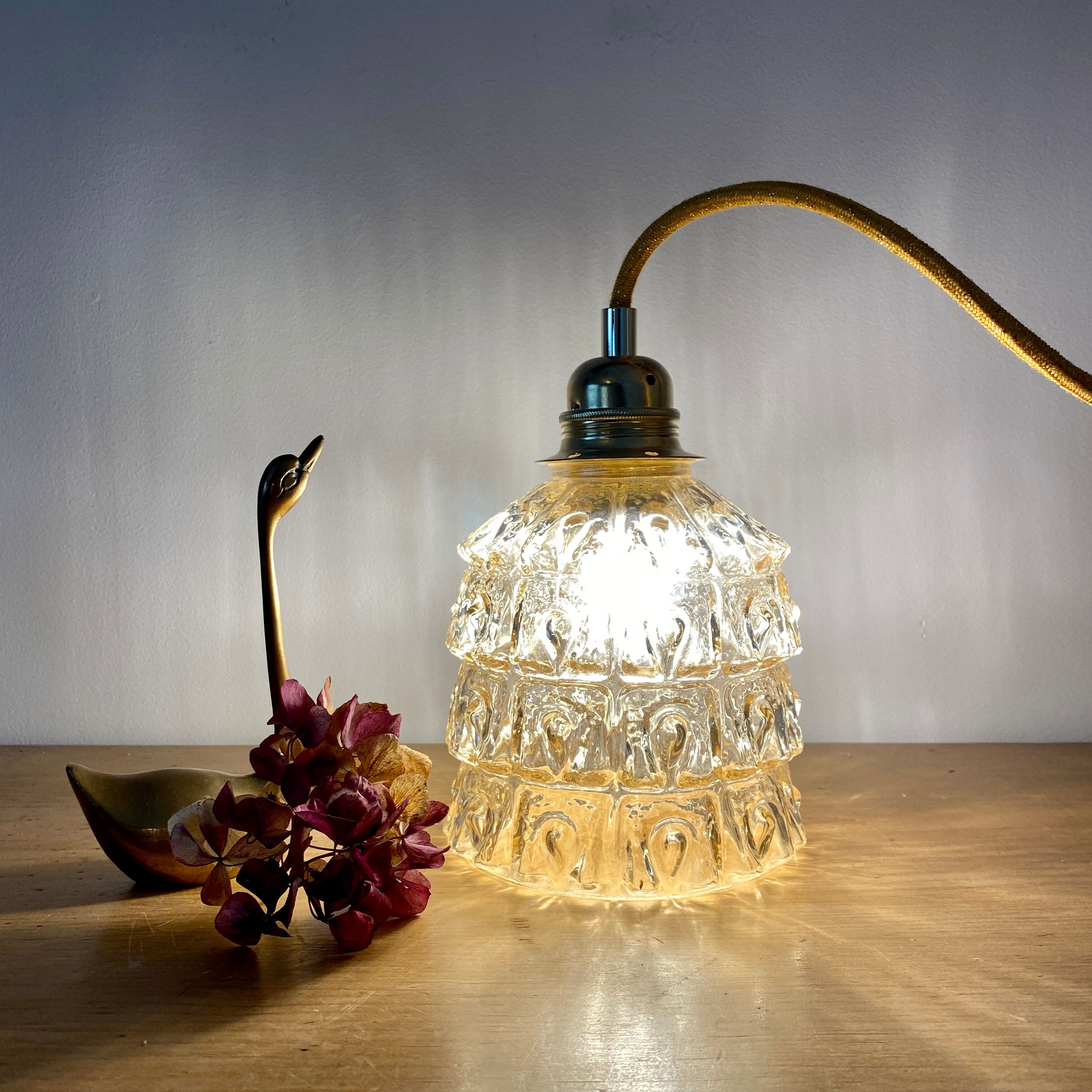 Vintage amber glass globe lamp