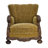 1960s, Danish armchair, furniture wool, solid oak wood.