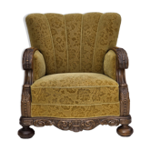 Fauteuil danois en laine et chêne massif, années 1960