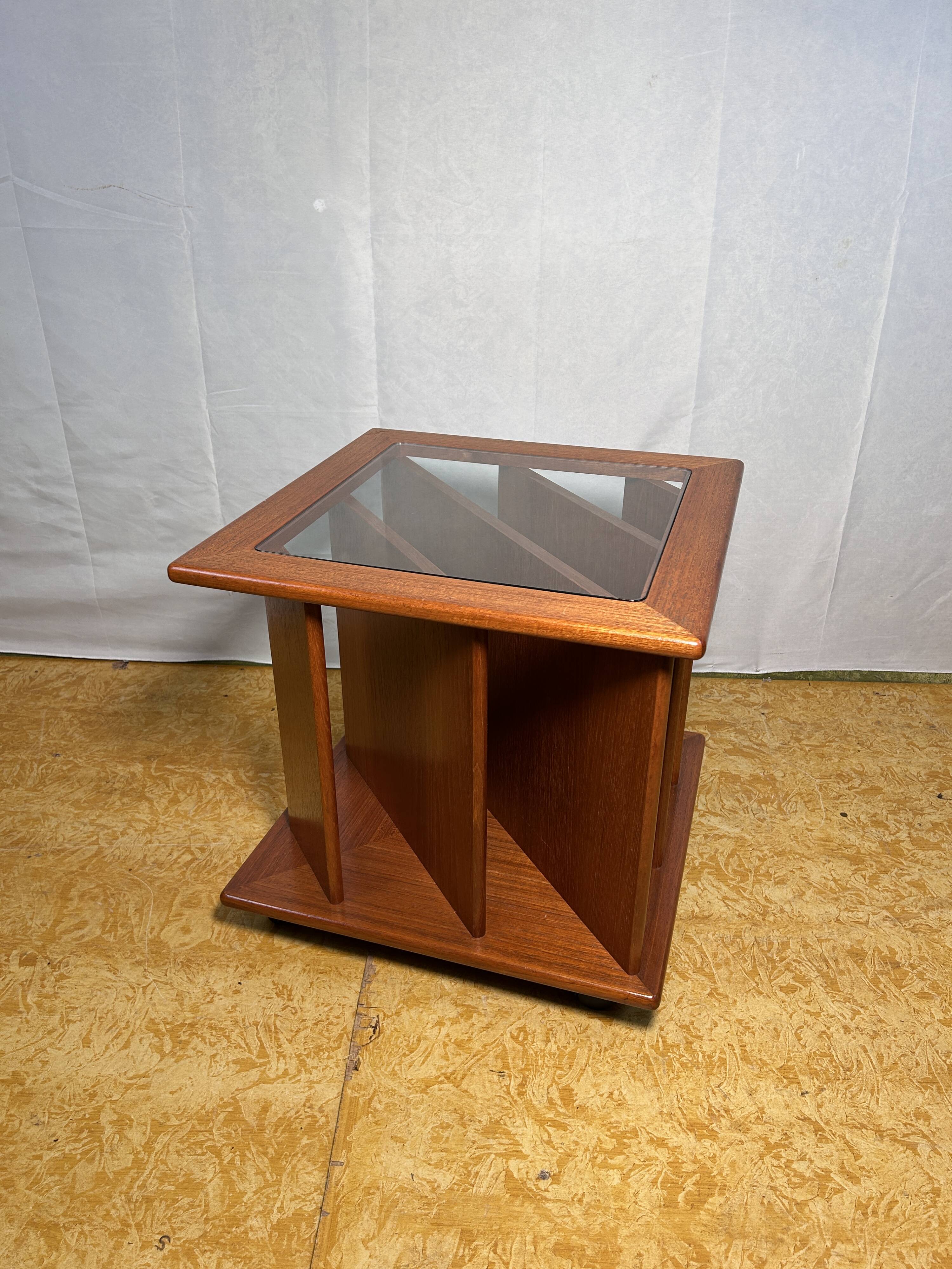 Mid century retro vintage teak coffee table with magazine rack or record 1960