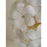 Italian White Flowers Glass Sputnik Candlestick