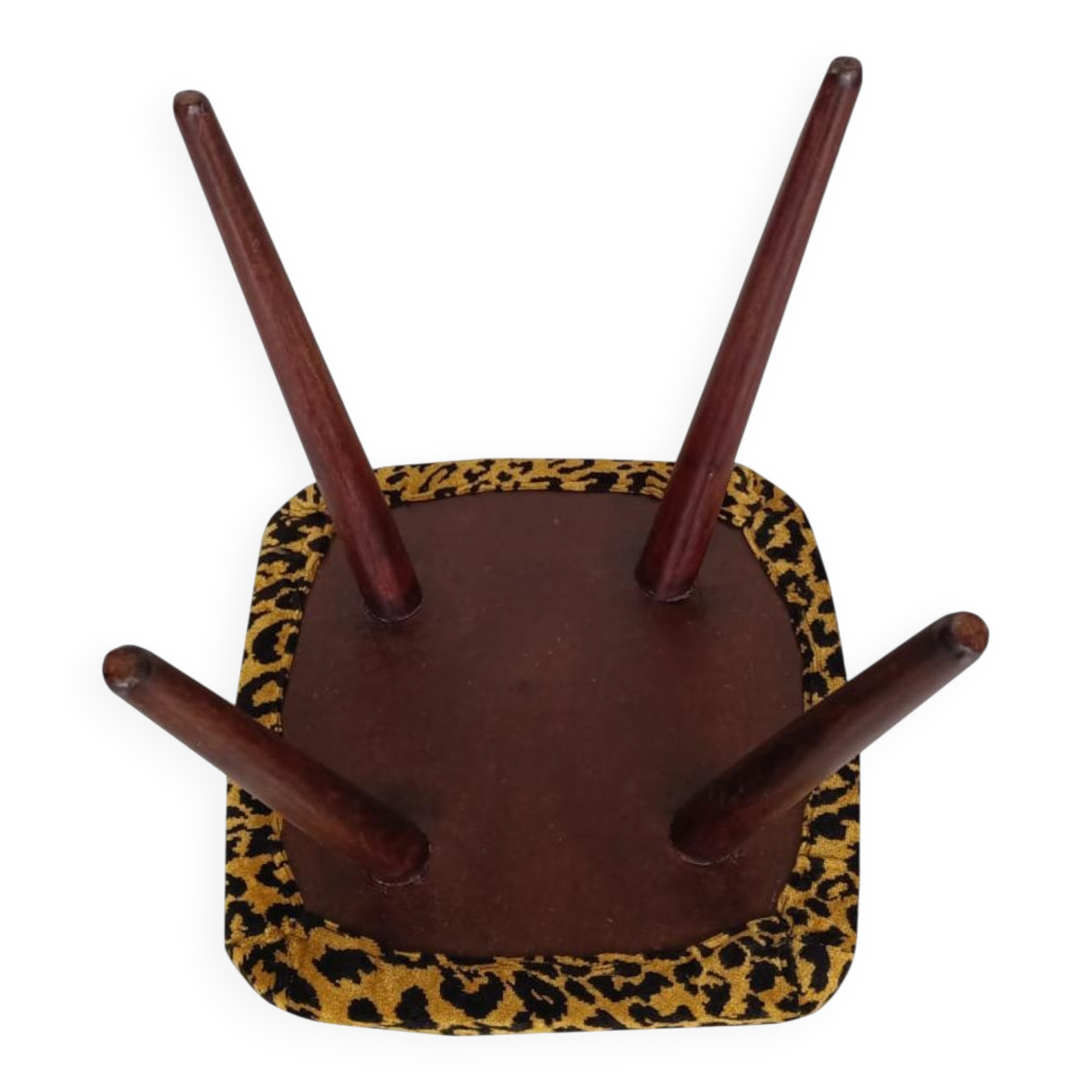 Mid-century leopard velvet stool, Europe, 1960s