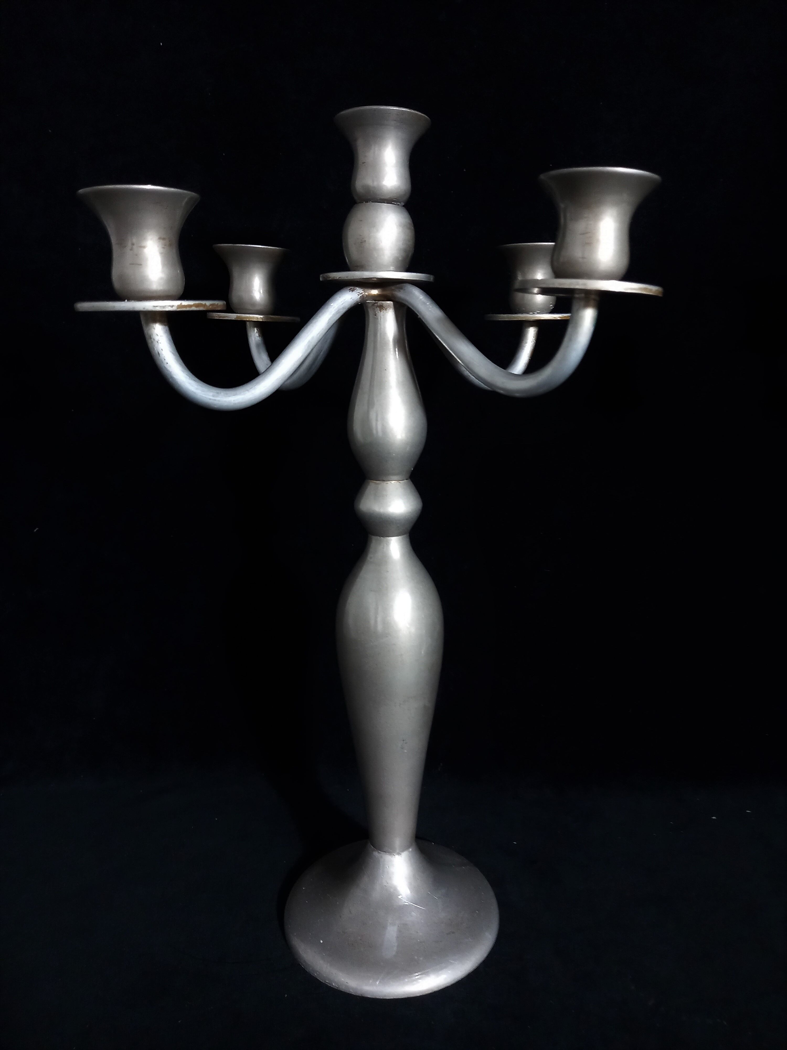 Metal candelabras with five arms