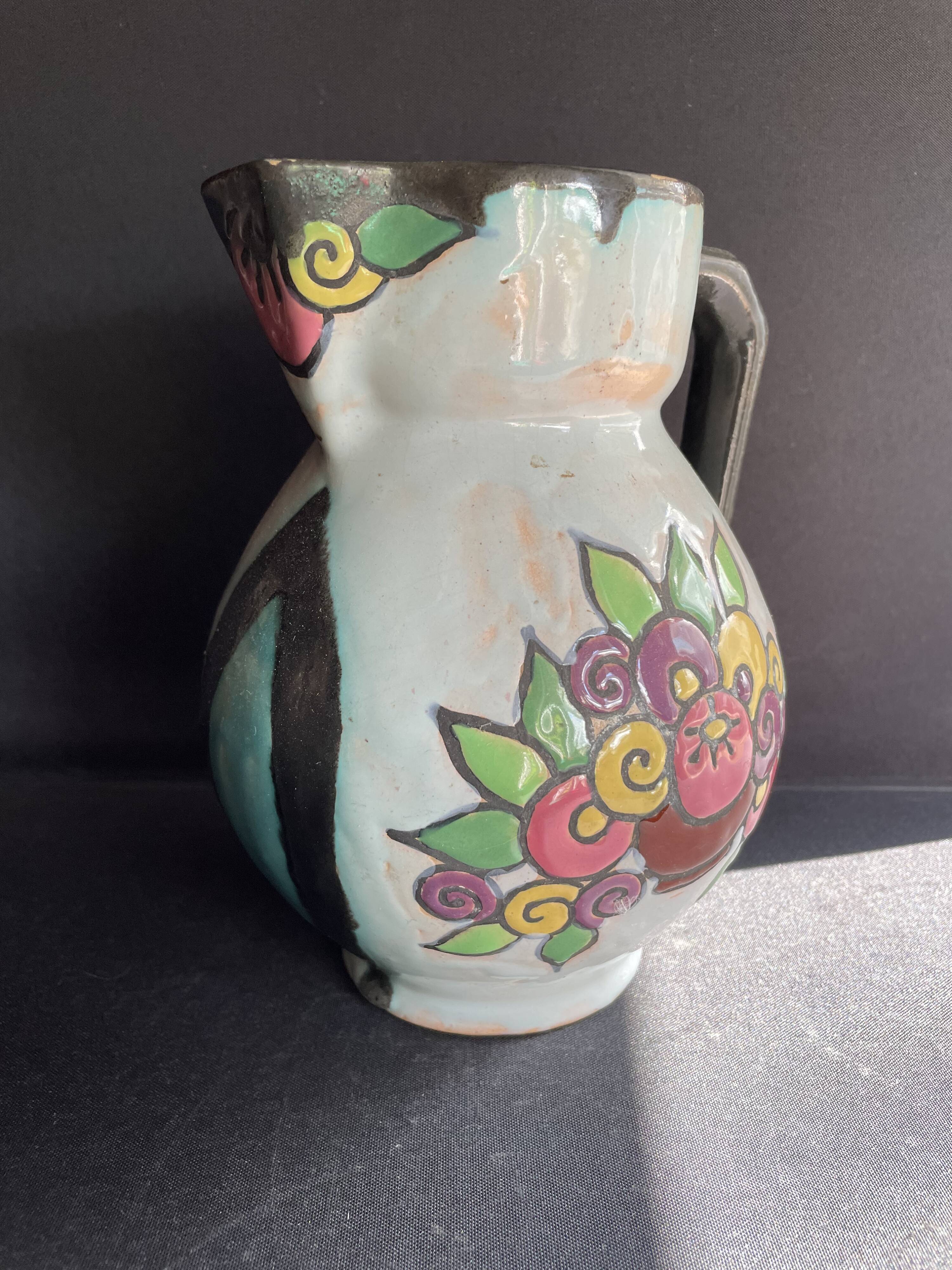 Enamelled jug – Desvres earthenware – Henri Delcourt (1872-1963)