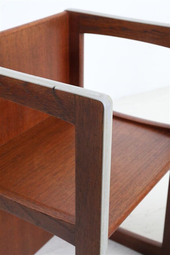 Set of 3 teak convertible children's chairs / stools / side tables, 1960s