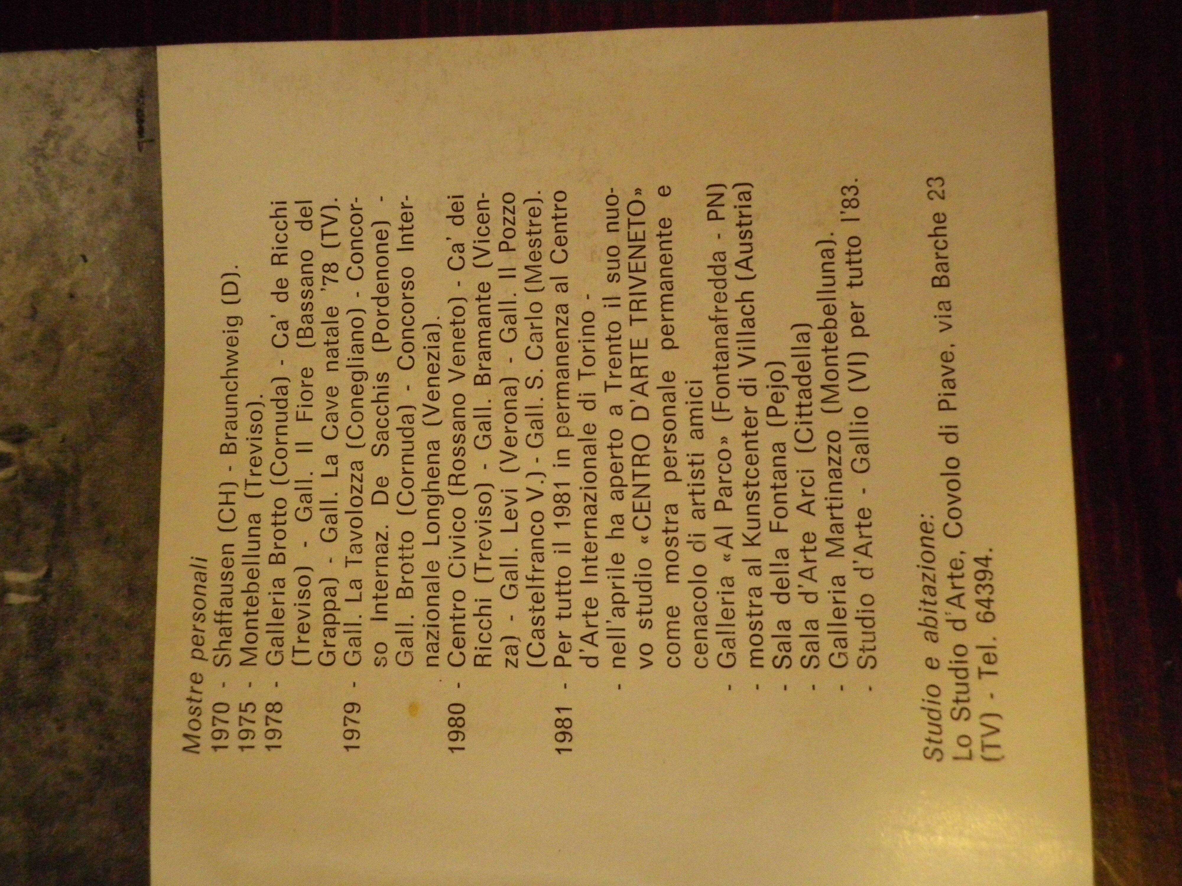 Painting by Gian BERRA with autograph letter signed on the back, contemporary painter - Italy