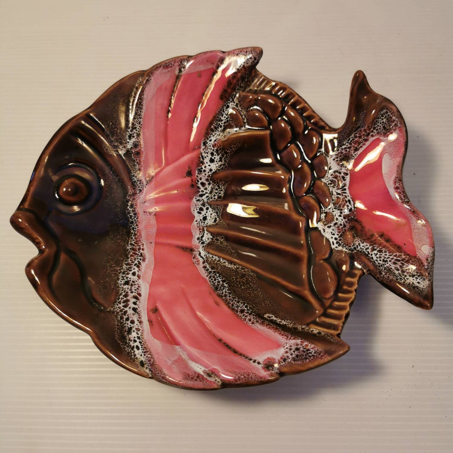 Dish / empty fish pocket in vintage ceramic 70s signed Vallauris