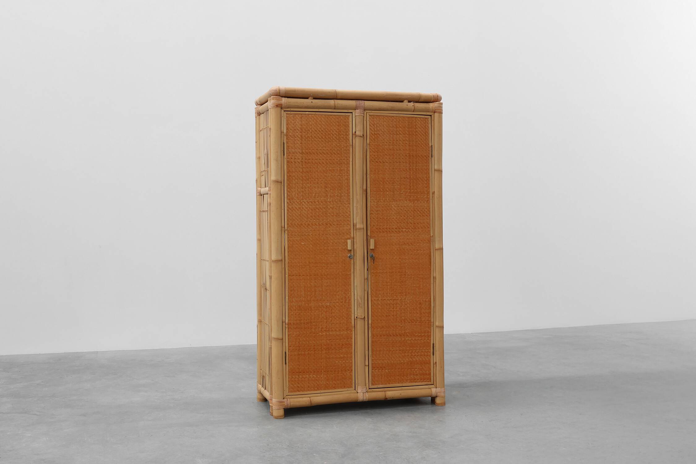 Mid-century bamboo and rattan wardrobe, Italy ca. 1960